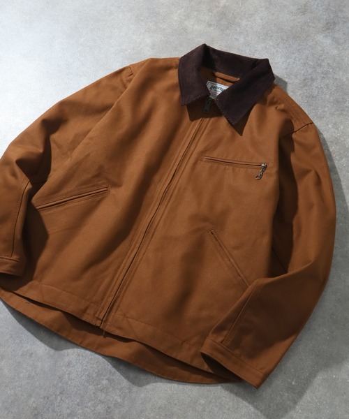 HOUSTON（ヒューストン）の「【HOUSTON/ヒューストン】DUCK ZIP WORK JACKET /ダックジップワークジャケット（その他アウター・メンズ・ブラック/ブラウン/オリーブ・38/40）」の2枚目の写真