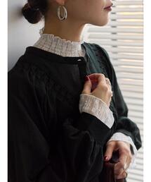 Samansa Mos2 blue | 襟袖フリルカットソー(Tシャツ/カットソー)