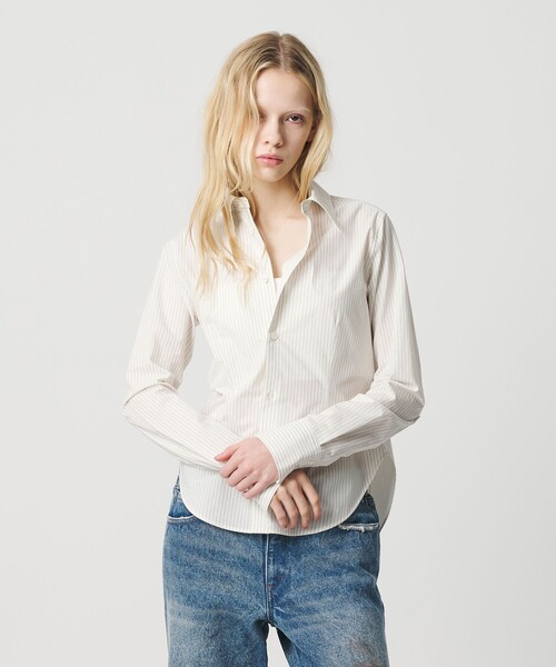 ATTISESSION（アティセッション）の「＜ATTISESSION＞コットン ストライプ スリム シャツ（シャツ/ブラウス・レディース・オフホワイト/ネイビー・FREE）」の15枚目の写真