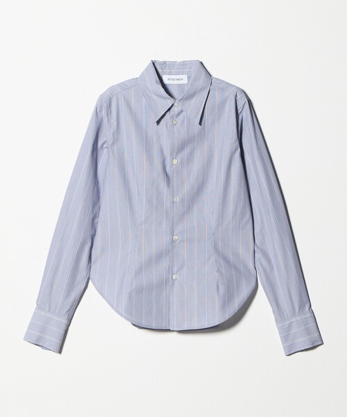 ATTISESSION（アティセッション）の「＜ATTISESSION＞コットン ストライプ スリム シャツ（シャツ/ブラウス・レディース・オフホワイト/ネイビー・FREE）」の4枚目の写真
