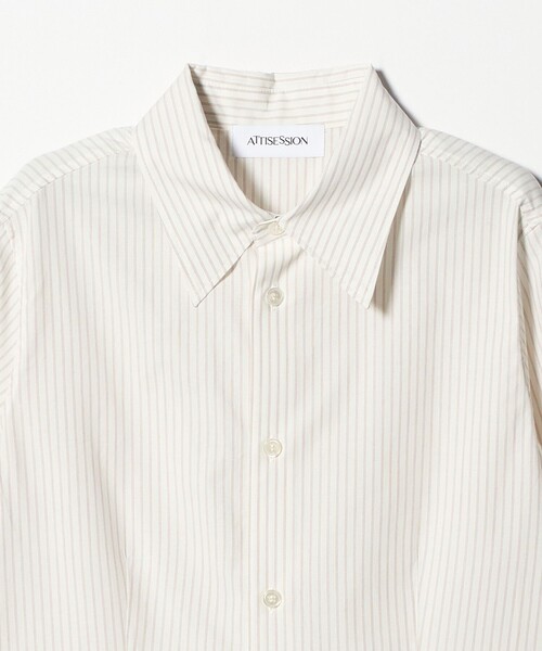 ATTISESSION（アティセッション）の「＜ATTISESSION＞コットン ストライプ スリム シャツ（シャツ/ブラウス・レディース・オフホワイト/ネイビー・FREE）」の9枚目の写真