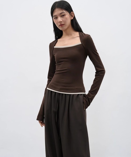 EIGHTHMONTH(エイスマンス)の「レイヤードデザイントップス EM25a162【EIGHTHMONTH】(Tシャツ/カットソー・レディース・ブラウン/ブラック・S/M)」の10枚目の写真