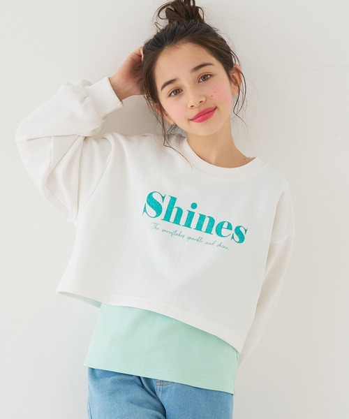 coca(coca)(コカ)の「【WEB限定セール】キッズ ラメプリントトップス&タンクトップ 2点セット(Tシャツ/カットソー・キッズ・ホワイト/チャコール・130/150/140/120)」の2枚目の写真