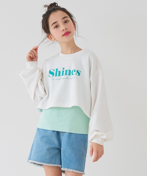 coca(coca)(コカ)の「【WEB限定セール】キッズ ラメプリントトップス&タンクトップ 2点セット(Tシャツ/カットソー・キッズ・ホワイト/チャコール・130/150/140/120)」の9枚目の写真