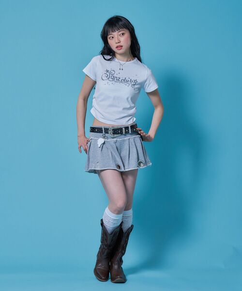 SEQUENZ（シークエンズ）の「※WEB限定 / サイドシャーリング / レディースラメプリントTシャツ /sqnz side shearing glitter tee（Tシャツ/カットソー・レディース・ブラウン/ホワイト/グリーン系その他3/ブラック・MEDIUM/SMALL）」の5枚目の写真