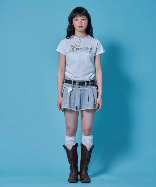 SEQUENZ（シークエンズ）の「※WEB限定 / サイドシャーリング / レディースラメプリントTシャツ /sqnz side shearing glitter tee（Tシャツ/カットソー・レディース・ブラウン/ホワイト/グリーン系その他3/ブラック・MEDIUM/SMALL）」の6枚目の写真