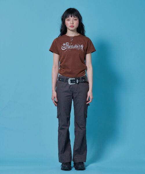 SEQUENZ（シークエンズ）の「※WEB限定 / サイドシャーリング / レディースラメプリントTシャツ /sqnz side shearing glitter tee（Tシャツ/カットソー・レディース・ブラウン/ホワイト/グリーン系その他3/ブラック・MEDIUM/SMALL）」の14枚目の写真