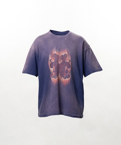 KAMIYA(カミヤ)の「"CRAYON FLAME" Distressed T-shirt(Tシャツ/カットソー・メンズ・レッド/ネイビー/ブラック・M/S)」の3枚目の写真