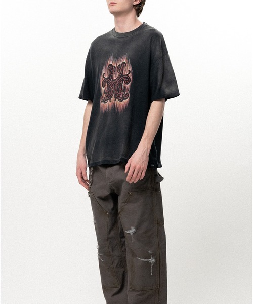 KAMIYA(カミヤ)の「"CRAYON FLAME" Distressed T-shirt(Tシャツ/カットソー・メンズ・レッド/ネイビー/ブラック・M/S)」の6枚目の写真