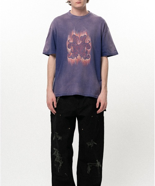 KAMIYA(カミヤ)の「"CRAYON FLAME" Distressed T-shirt(Tシャツ/カットソー・メンズ・レッド/ネイビー/ブラック・M/S)」の10枚目の写真