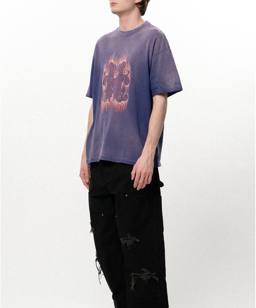 KAMIYA(カミヤ)の「"CRAYON FLAME" Distressed T-shirt(Tシャツ/カットソー・メンズ・レッド/ネイビー/ブラック・M/S)」の11枚目の写真