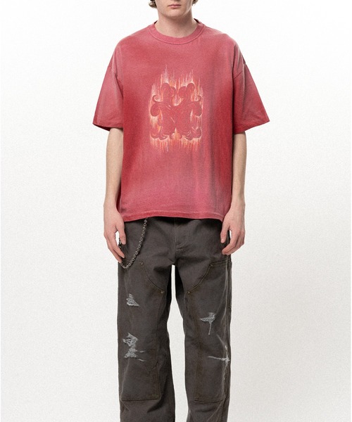 KAMIYA(カミヤ)の「"CRAYON FLAME" Distressed T-shirt(Tシャツ/カットソー・メンズ・レッド/ネイビー/ブラック・M/S)」の16枚目の写真