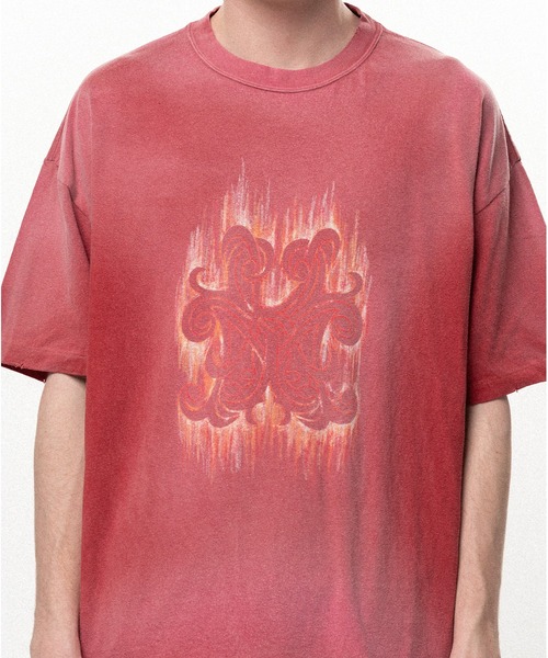 KAMIYA(カミヤ)の「"CRAYON FLAME" Distressed T-shirt(Tシャツ/カットソー・メンズ・レッド/ネイビー/ブラック・M/S)」の19枚目の写真
