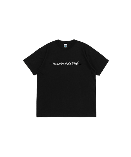 NET SOCIAL CLUB(ネットソーシャルクラブ)の「スクリプトロゴ半袖Tシャツ(ブラック)(Tシャツ/カットソー・レディース・ブラック・S/M/L/XL)」の1枚目の写真