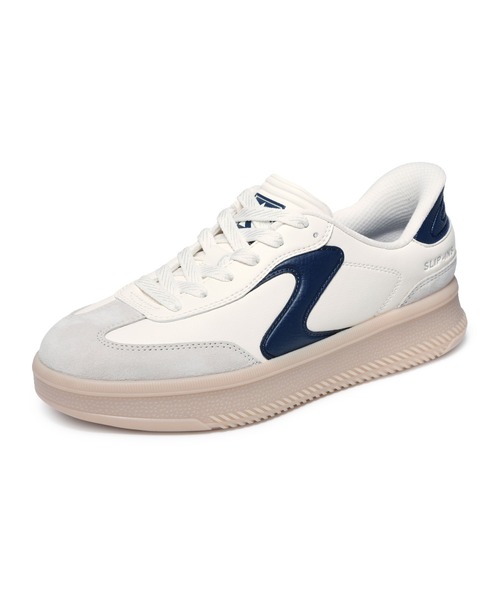 SKECHERS（スケッチャーズ）の「スケッチャーズ ハンズフリースリップインズ：ホットショット HI - リフテッド ラックス（スニーカー・レディース・ブラウン/オフホワイト/ホワイト×ネイビー・23.5cm/24cm/22.5cm/23cm/24.5cm/25cm/22.5㎝）」の3枚目の写真