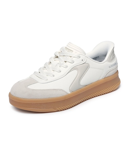 SKECHERS（スケッチャーズ）の「スケッチャーズ ハンズフリースリップインズ：ホットショット HI - リフテッド ラックス（スニーカー・レディース・ブラウン/オフホワイト/ホワイト×ネイビー・23.5cm/24cm/22.5cm/23cm/24.5cm/25cm/22.5㎝）」の2枚目の写真