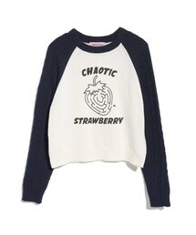 HIGH SCHOOL DISCO | CHAOTIC STRAWBERRY KNIT_NAVY(ニット/セーター)