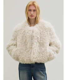 fur round jacket (light gray)
