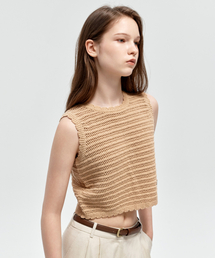 クロシェスリーブレスニット_BEIGE