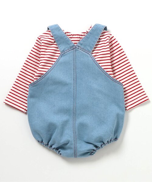 セール】配色ステッチサロペット+Tシャツセット(その他ベビーウェア セール】配色ステッチサロペット+Tシャツセット(その他ベビーウェア