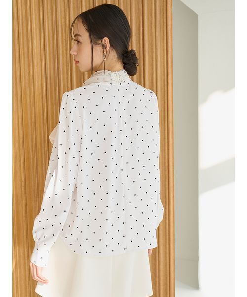SNIDEL（スナイデル）の「チュールタイブラウス（シャツ/ブラウス・レディース・ホワイト/ドット/ミント・F）」の6枚目の写真