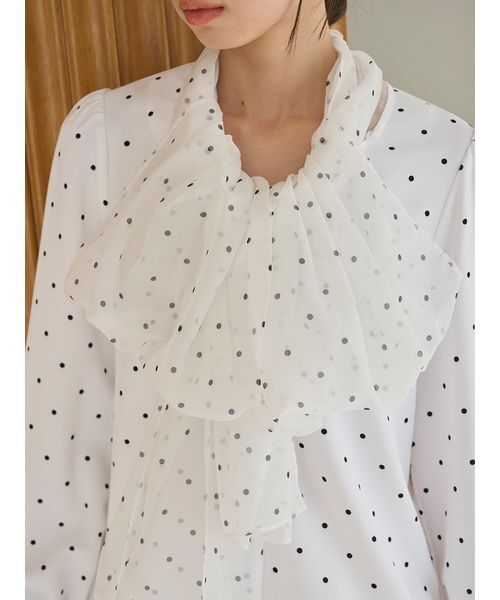 SNIDEL（スナイデル）の「チュールタイブラウス（シャツ/ブラウス・レディース・ホワイト/ドット/ミント・F）」の8枚目の写真
