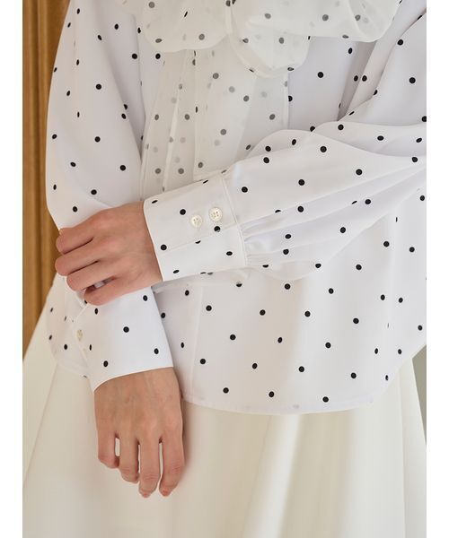 SNIDEL（スナイデル）の「チュールタイブラウス（シャツ/ブラウス・レディース・ホワイト/ドット/ミント・F）」の9枚目の写真
