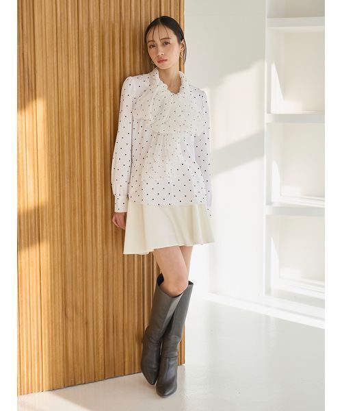 SNIDEL（スナイデル）の「チュールタイブラウス（シャツ/ブラウス・レディース・ホワイト/ドット/ミント・F）」の11枚目の写真