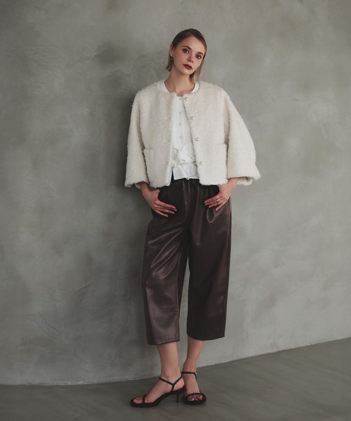 MERAKI(メラキ)の「レザーワイドパンツ(その他パンツ・レディース・ブラック/ブラウン・FREE)」の2枚目の写真