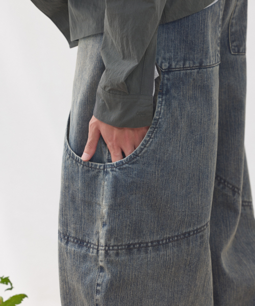 eastserviceshop(イーストサービスショップ)の「ガーデニングデニムワイドパンツ - インディゴブラウン(デニムパンツ・レディース・ダークブルー・50/48/46)」の3枚目の写真