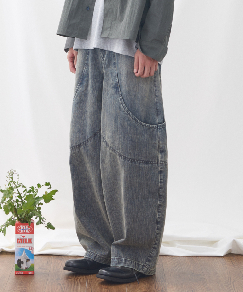 eastserviceshop(イーストサービスショップ)の「ガーデニングデニムワイドパンツ - インディゴブラウン(デニムパンツ・レディース・ダークブルー・50/48/46)」の5枚目の写真