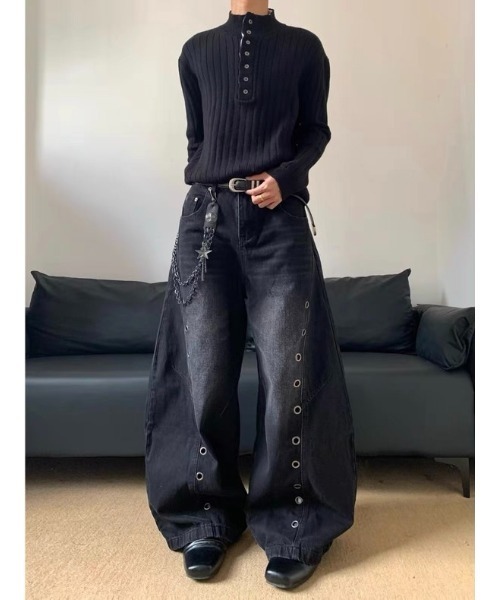 ARCHIVER（アーカイバ）の「【Lp】アイレットデザインカーブデニムパンツ（デニムパンツ・レディース・ブラック・SMALL/X-LARGE/MEDIUM/LARGE）」の10枚目の写真