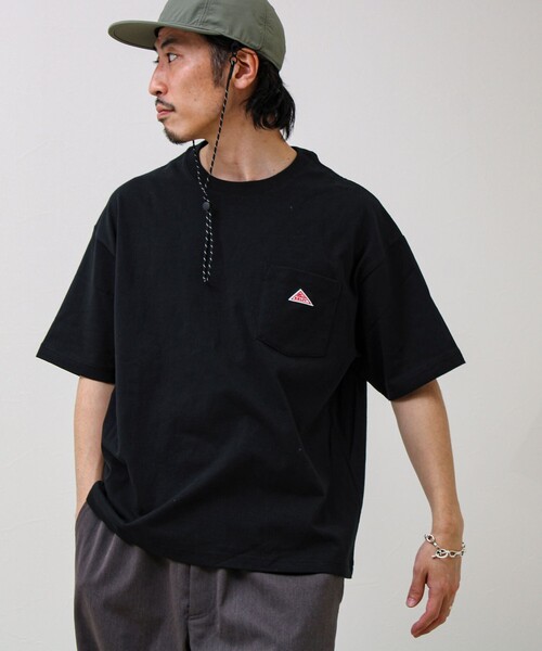 KELTY(ケルティ)の「【KELTY×GLOSTER】別注 ワンポイントポケT(Tシャツ/カットソー・メンズ・ブラック/オフホワイト/杢グレー/ネイビー・S/M/L)」の1枚目の写真