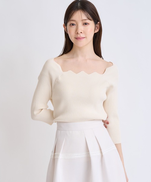 NOELA(ノエラ)の「スカラネックデザインニット(ニット/セーター・レディース・ブラック/オフホワイト/モカ・フリー)」の10枚目の写真