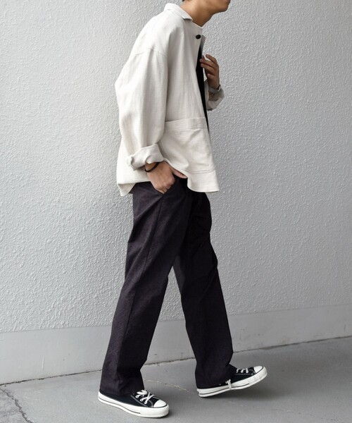 SHIPS any（シップス エニィ）の「SHIPS any:〈洗濯機可能〉NOVELTEX リネン/コットン ワッフル シャツ ジャケット◇（その他アウター・メンズ・ブラック/ナチュラル・SMALL/LARGE/MEDIUM）」の4枚目の写真