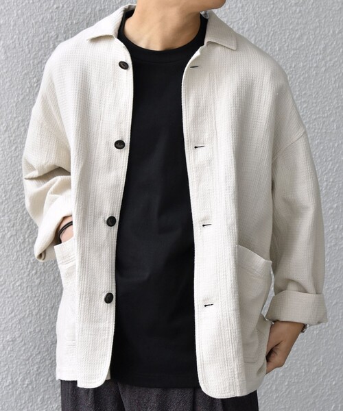 SHIPS any（シップス エニィ）の「SHIPS any:〈洗濯機可能〉NOVELTEX リネン/コットン ワッフル シャツ ジャケット◇（その他アウター・メンズ・ブラック/ナチュラル・SMALL/LARGE/MEDIUM）」の5枚目の写真