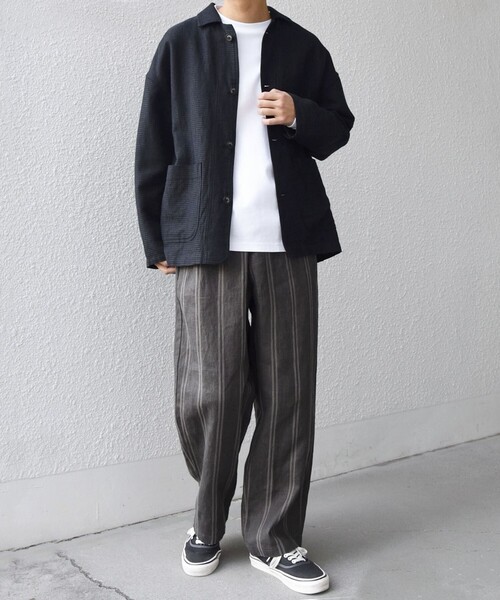 SHIPS any（シップス エニィ）の「SHIPS any:〈洗濯機可能〉NOVELTEX リネン/コットン ワッフル シャツ ジャケット◇（その他アウター・メンズ・ブラック/ナチュラル・SMALL/LARGE/MEDIUM）」の8枚目の写真