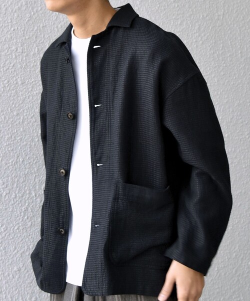 SHIPS any（シップス エニィ）の「SHIPS any:〈洗濯機可能〉NOVELTEX リネン/コットン ワッフル シャツ ジャケット◇（その他アウター・メンズ・ブラック/ナチュラル・SMALL/LARGE/MEDIUM）」の22枚目の写真