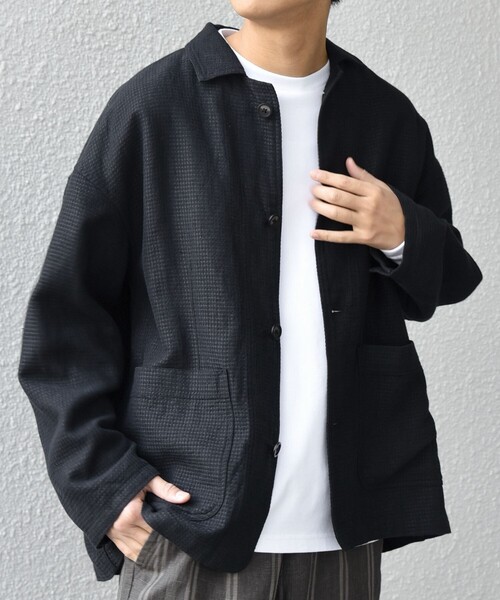 SHIPS any（シップス エニィ）の「SHIPS any:〈洗濯機可能〉NOVELTEX リネン/コットン ワッフル シャツ ジャケット◇（その他アウター・メンズ・ブラック/ナチュラル・SMALL/LARGE/MEDIUM）」の21枚目の写真
