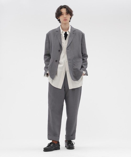 MARGARET HOWELL（マーガレットハウエル）の「COMPACT LINEN TWILL（テーラードジャケット・メンズ・グレー・SMALL/MEDIUM/LARGE）」の2枚目の写真