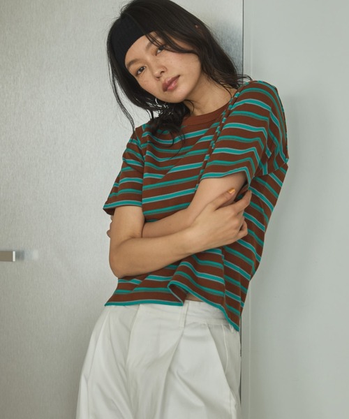 Doux archives(ドゥアルシーヴ)の「【ZOZO限定】マルチボーダーカットソー(Tシャツ/カットソー・レディース・ネイビー/ブラウン/ブラック・FREE)」の4枚目の写真