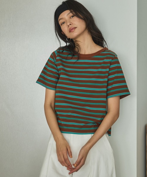 Doux archives(ドゥアルシーヴ)の「【ZOZO限定】マルチボーダーカットソー(Tシャツ/カットソー・レディース・ネイビー/ブラウン/ブラック・FREE)」の5枚目の写真