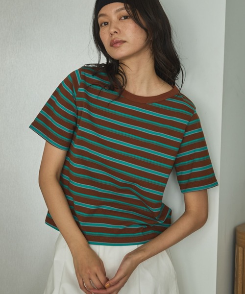 Doux archives(ドゥアルシーヴ)の「【ZOZO限定】マルチボーダーカットソー(Tシャツ/カットソー・レディース・ネイビー/ブラウン/ブラック・FREE)」の6枚目の写真