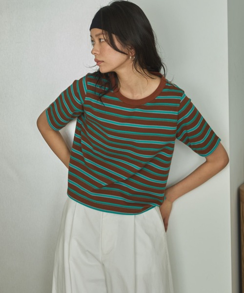 Doux archives(ドゥアルシーヴ)の「【ZOZO限定】マルチボーダーカットソー(Tシャツ/カットソー・レディース・ネイビー/ブラウン/ブラック・FREE)」の10枚目の写真