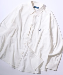 BEVERLY HILLS POLO CLUB（ビバリーヒルズポロクラブ）の「BEVERLY HILLS POLO CLUB/ビバリーヒルズポロクラブ  オーバーサイズ ハイツイストコットン ワンポイント刺繍 無地 チェック ストライプ レギュラーカラーシャツ 長袖シャツ レディース メンズ（シャツ/ブラウス）」