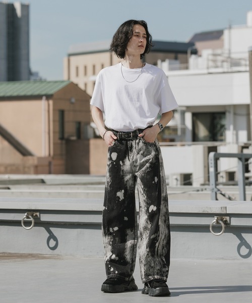 Theater code（シアターコード）の「Bleach-washed Wide-leg Denim Pants / ブリーチ加工 ワイドデニムパンツ 秋 秋服メンズ 2026年秋冬（デニムパンツ・メンズ・ブラック・M/L）」の14枚目の写真