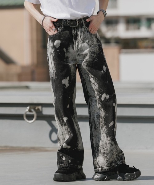 Theater code（シアターコード）の「Bleach-washed Wide-leg Denim Pants / ブリーチ加工 ワイドデニムパンツ 秋 秋服メンズ 2026年秋冬（デニムパンツ・メンズ・ブラック・M/L）」の11枚目の写真