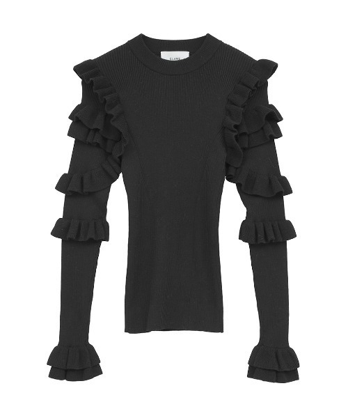 CLANE(クラネ)の「CLANE/クラネ/FRILL SLEEVE KNIT TOPS(ニット/セーター・レディース・グレー/ブラック/その他24・1)」の1枚目の写真
