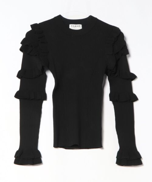 CLANE(クラネ)の「CLANE/クラネ/FRILL SLEEVE KNIT TOPS(ニット/セーター・レディース・グレー/ブラック/その他24・1)」の14枚目の写真
