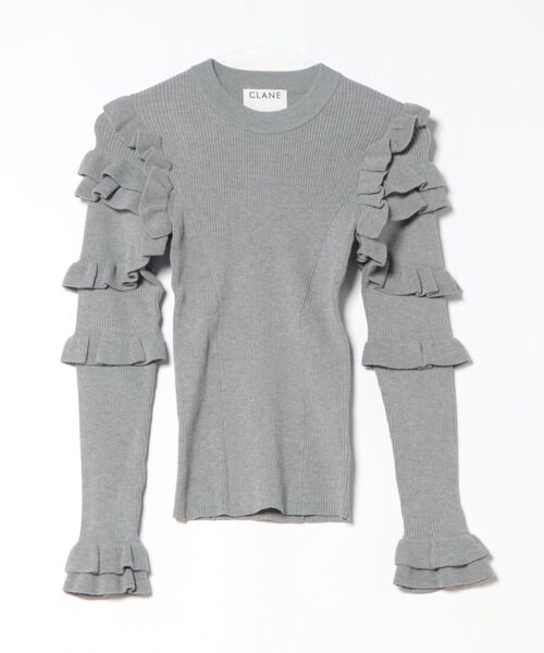 CLANE(クラネ)の「CLANE/クラネ/FRILL SLEEVE KNIT TOPS(ニット/セーター・レディース・グレー/ブラック/その他24・1)」の15枚目の写真